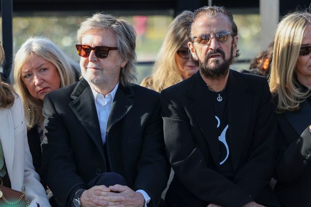Paul McCartney, left, and Ringo Starr attend the Stella McCartney Fall/Winter 2024-2025 ready-to-wear collection presented Monday, March 4, 2024