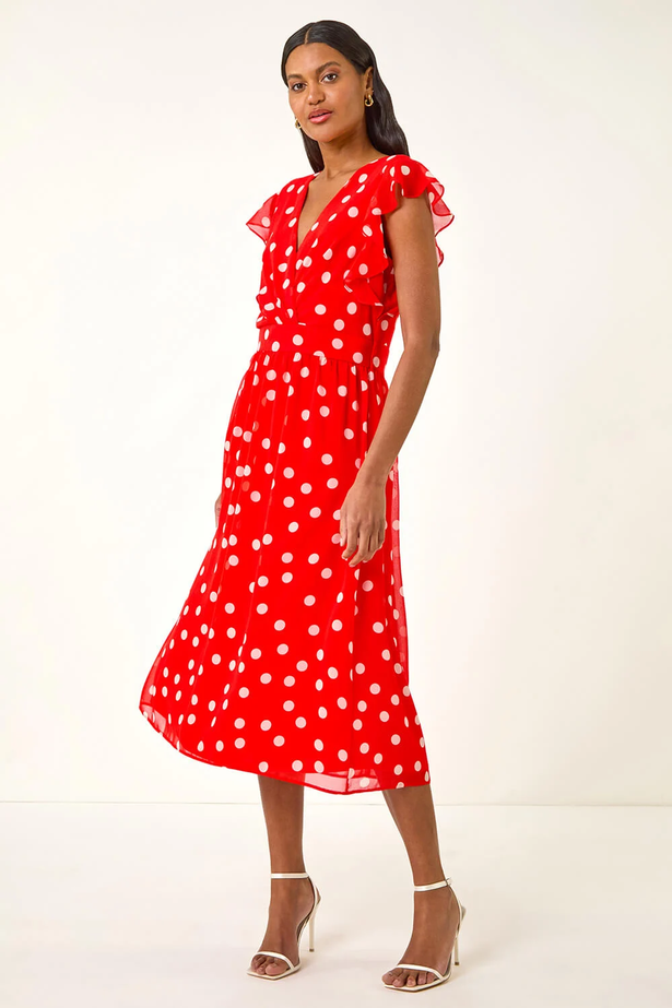 The Red Spot Frill Fit & Flare Dress now costs £44