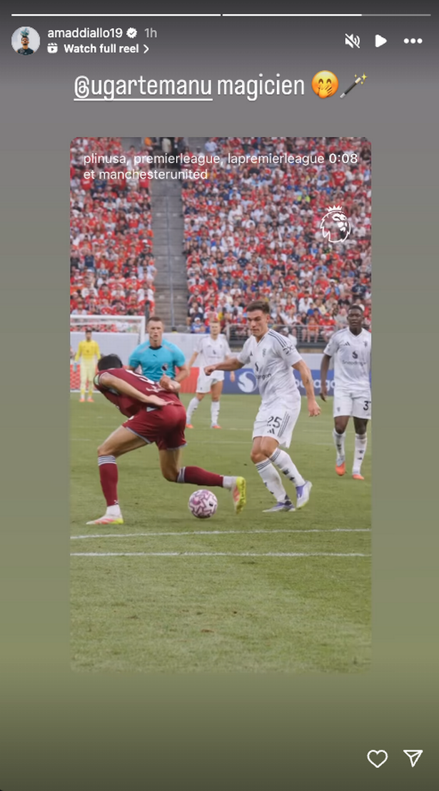 Amad was left impressed by his Manchester United teammate Manuel Uguarte