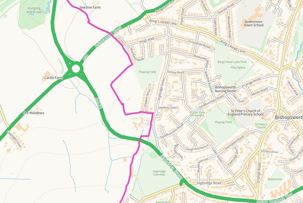 Plans for 100 new homes on the very edge of Bristol, on land between Bishopsworth and the South Bristol Link Road. The land is just inside the Bristol County boundary.