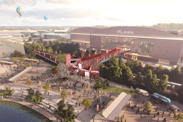Plans for a new bridge over the railway line as part of the YTL Arena at the Brabazon Hangar