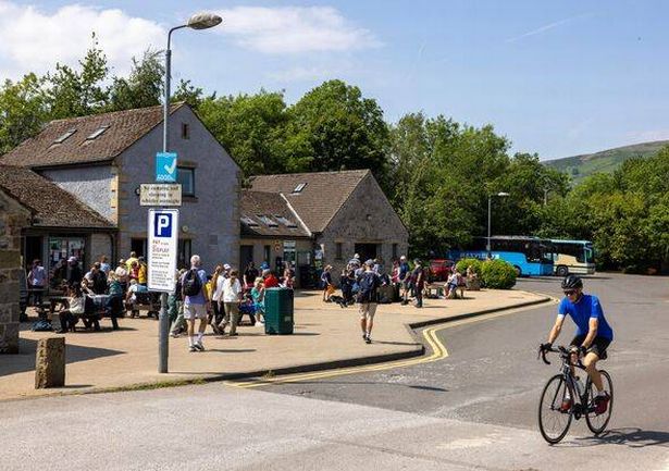 Tourists at Castleton visitor centre