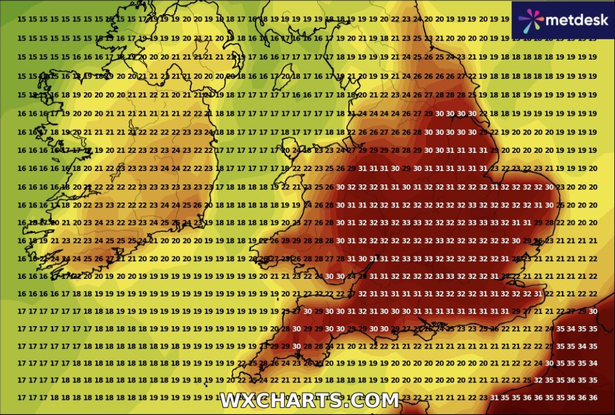 Temperatures are set to reach 33C