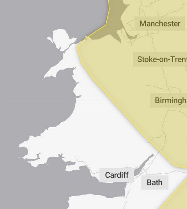 The weather warning affects most of North-east Wales, as well as much of England, Scotland and Northern Ireland