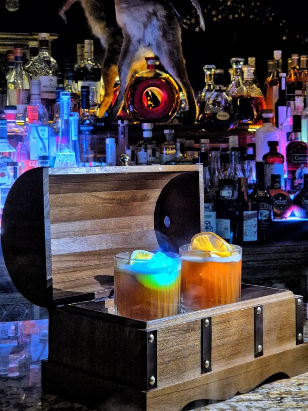 Autumn Gold cocktail with glowing ice cubes