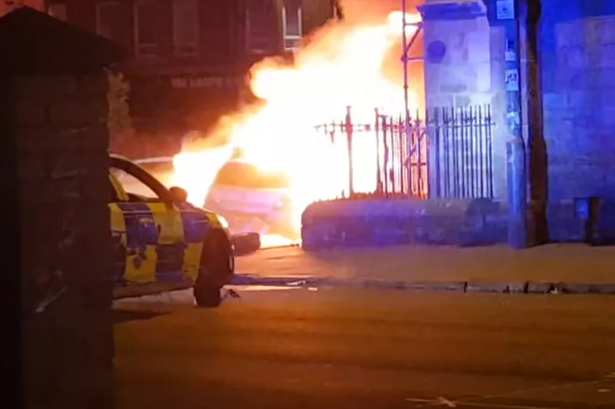 The car caught on fire following the crash
