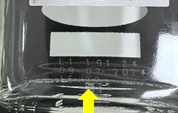 Every genuine bottle of Glen’s vodka has a laser etched lotcode applied to the bottle between the rear label and the base of the bottle.

