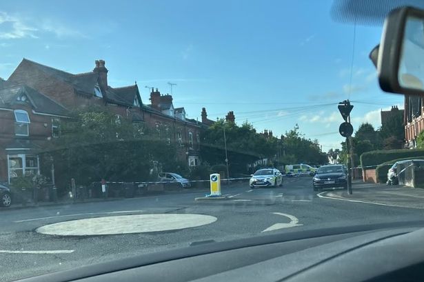 The edge of the police cordon on Springfield Road in Kings Heath