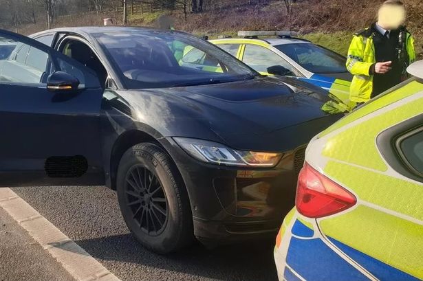 The Jaguar I-PACE was stopped between J11 and J12 on the M62