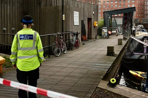 A cordon is in place around the New Islington marina toilet and shower block
