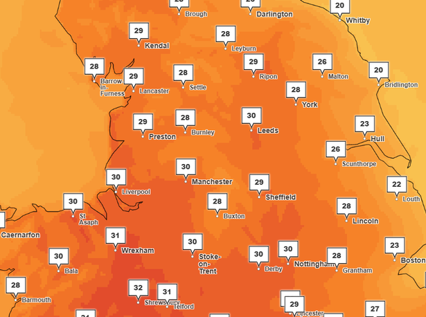 Temperatures are expected to top 30C in Greater Manchester on Saturday, July 12