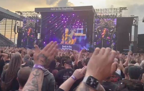 Ozzy Osbourne on stage at Villa Park