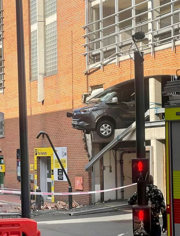 Van crashed into multi-storey car park