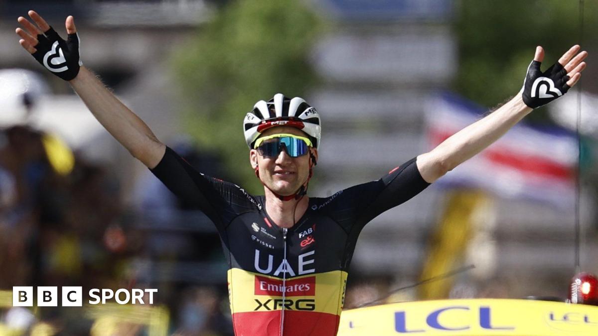 Tim Wellens celebrates winning stage 15 of the 2025 Tour de France