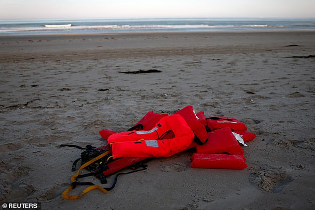 Life jackets left behind by migrants trying to cross the English Channel are seen at the Blockhaus du Crabe in Ecault beach in Saint-Etienne-au-Mont, near Boulogne-sur-Mer, France, July 1, 2025