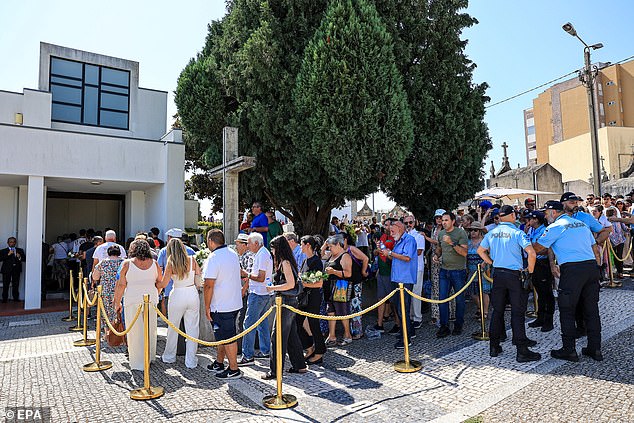 Hundreds of mourners queue to pay their respects to Diogo Jota at the city centre chapel in the Portuguese city of Gondomar