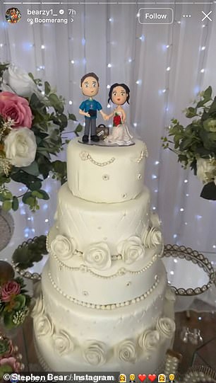 Bear also shared photographs of the couple's wedding cake - which featured figurines of the newlyweds