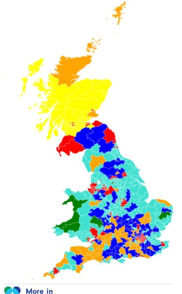 The More In Common survey found, if a general election was held today, Reform would become the largest party in the House of Commons with 290 seats.