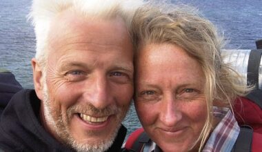 Healthcare charity PSPA has dropped the author of memoir The Salt Path Raynor Winn (right) after claims were  made about her husband Moth's (left) illness and an allegation that she stole £64,000 from a former employer