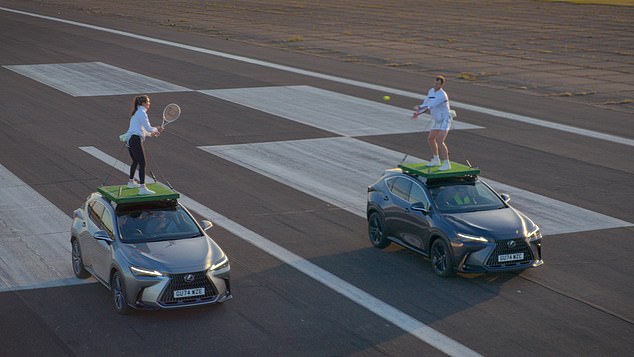 The two Brits exchanged a rally of 101 shots whilst travelling at 29mph in adjacent cars