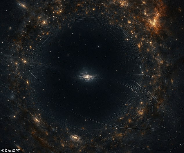 The Earth, solar system, and Milky Way may be stranded inside an enormous, mysterious hole (AI-generated impression)