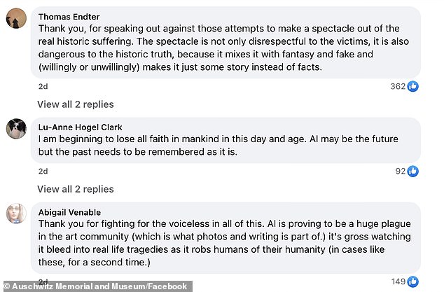 A number of Facebook commenters commended the museum for setting the record straight