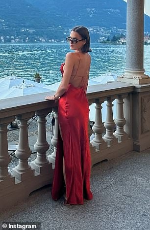 Holly is seen enjoying the view in Lake Como, Italy