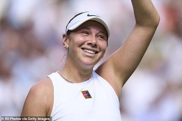 Amanda Anisimova (pictured) knocked Aryna Sabalenka out of the ladies' singles on Thursday