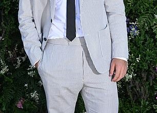 Will Poulter (pictured) appeared to be wearing wonky trousers and odd socks