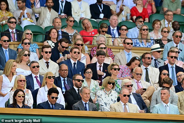 The stars filled the Royal Box (pictured front row, Sachin Tendulkar and his wife Anjali. Second row L Elaine Paige and Anna Wintour and Tom Ford)