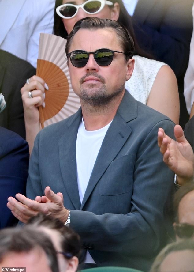 Leonardo DiCaprio was also spotted in the crowd as he kept a serious expression during the game