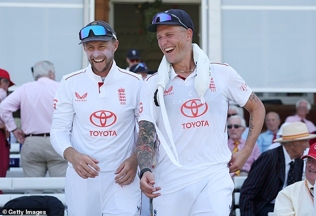 Brydon Carse (right) helped England out of a tough situation against India with his 50