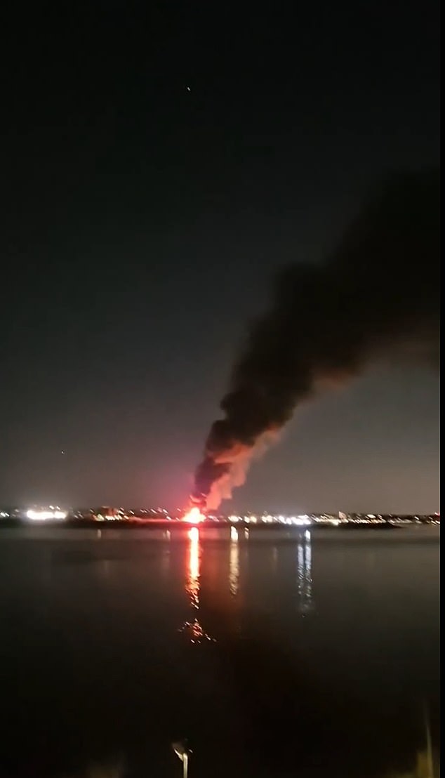 A huge cloud of smoke was seen from across the River Thames
