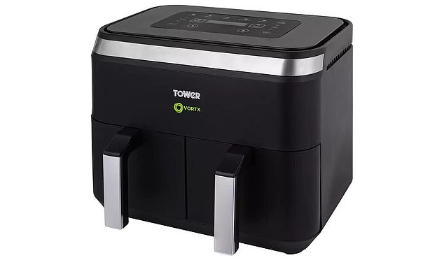 The T17129L Vortx 8L Dual Basket air fryer is pictured