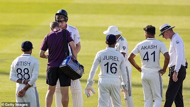 Zak Crawley’s time-wasting, including calling the physio, ensured only one over was possible