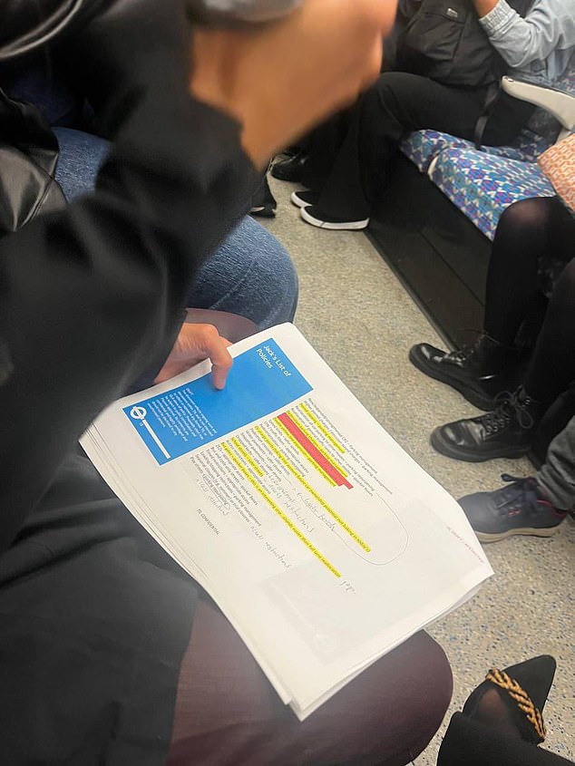 In an extraordinary leak, a local government official was photographed on the Tube reading a confidential Transport for London (TfL) document that listed a string of anti-car proposals