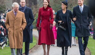 King Charles with Prince William, Catherine, Princess of Wales, and the Duke and Duchess of Sussex at the Christmas Day service in 2018