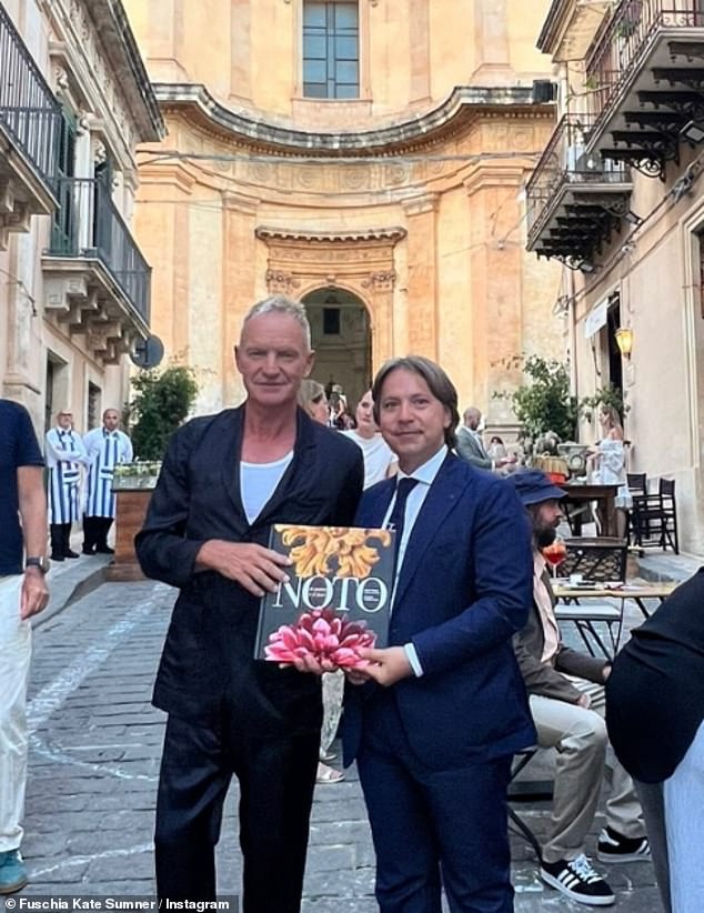 The festivities included a speech from the famous father of the bride that brought guests to tears - and a narrowly avoided wardrobe disaster on the day of the ceremony; pictured L-R Sting and the mayor