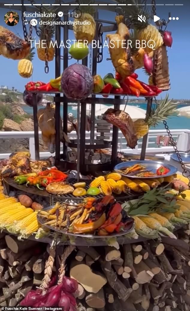 Day three saw guests enjoy a final day of celebration, starting with 'a master blaster BBQ' to help cure hangovers from the night before. It featured a multi-layered barbeque station with chicken, fresh fruit and vegetables