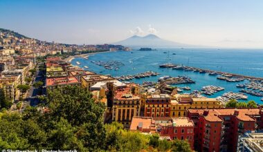 A powerful earthquake has rocked the Italian city of Naples and the surrounding region. File image shows the city with Mount Vesuvius in the background