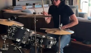 Courteney Cox, 61, sent her fans into a frenzy as she shared a clip playing drums to a Justin Bieber hit