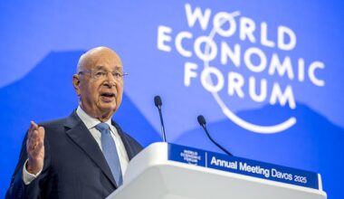 World Economic Forum founder and former chairman Klaus Schwab attends a session during the World Economic Forum (WEF) annual meeting in Davos on January 21, 2025