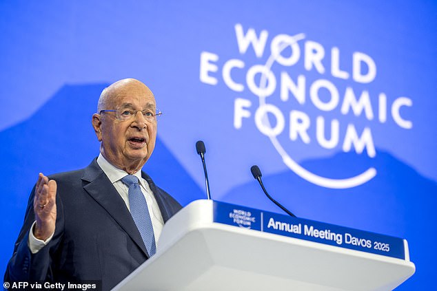 World Economic Forum founder and former chairman Klaus Schwab attends a session during the World Economic Forum (WEF) annual meeting in Davos on January 21, 2025