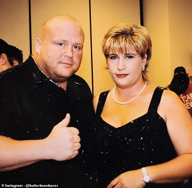 Butterbean is seen in an older photo alongside wife, Libby, whom he says he's lucky to have