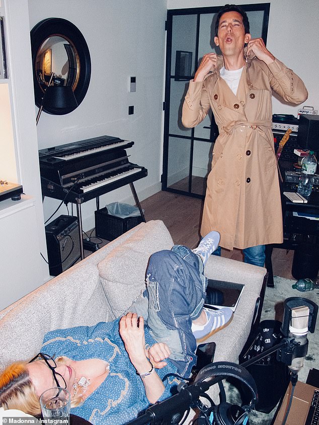 Madonna looked hard at work recording her new tracks alongside producer Stuart Price