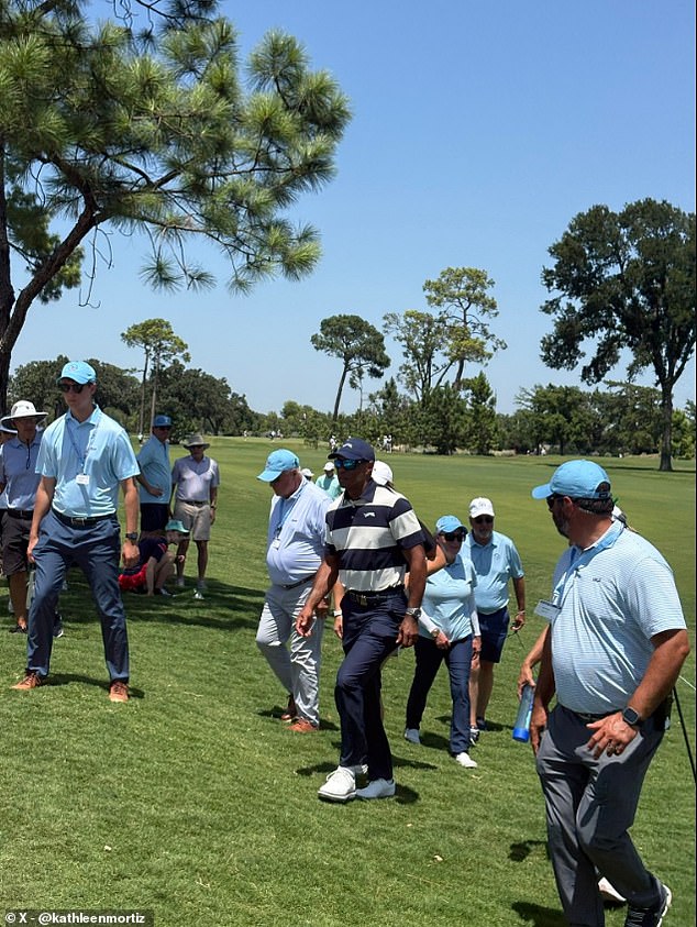 With his father, Tiger Woods, watching on, Charlie carded an 11-over first round on Monday