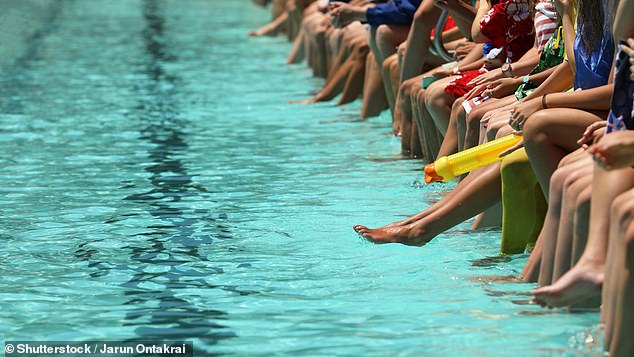Substances such as sweat and urine - which are commonly found in pool water - interact with chlorine to form chemical by-products called chloramines that may pose health risks, Professor Cuchara said (file image)
