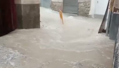 A series of freak storms have struck popular Spanish tourist hotspots turning roads into powerful rivers