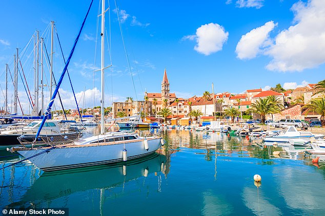 Three British men have appeared in court in Croatia charged with the gang rape of a local woman at a popular holiday resort