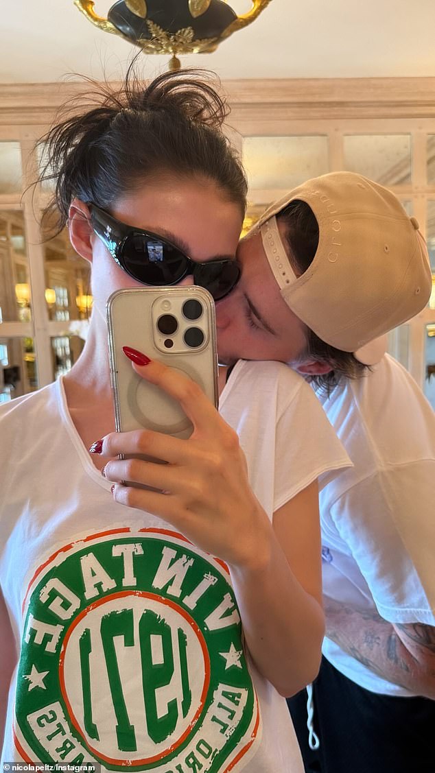 Brooklyn Beckham and his wife Nicola Peltz made a loved up appearance in what looks to be the UK countryside on Saturday as they shared snaps to Instagram
